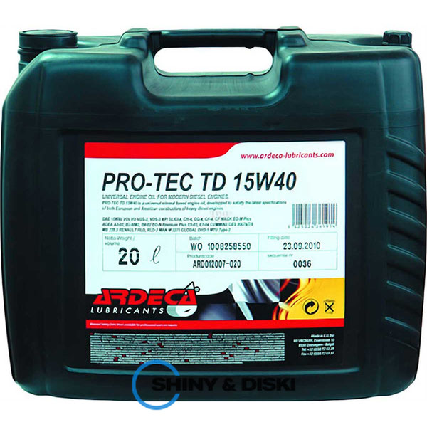 Купити мастило Ardeca Pro-Tec TD 15W-40 (20л)