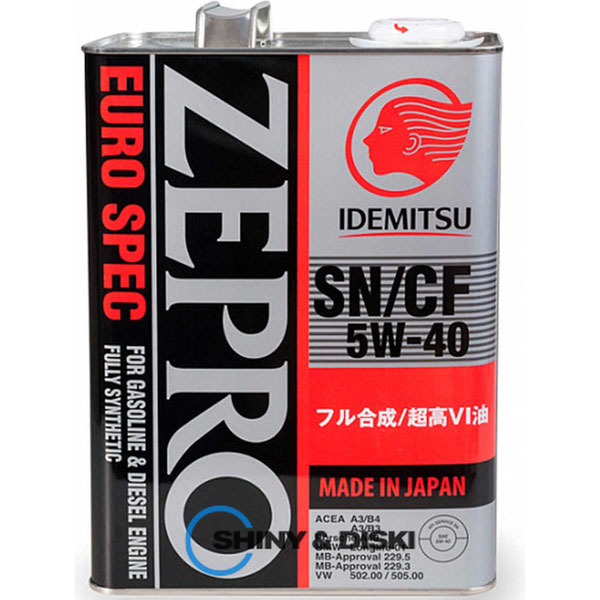 Купити мастило IDEMITSU Zepro Euro Spec 5W-40 SN/CF (4л)